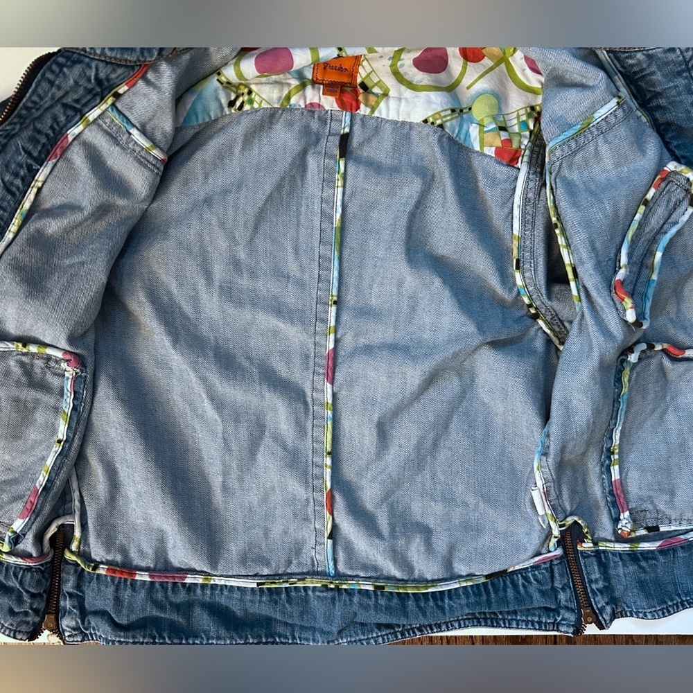 Workers for Freedom Cropped Denim Moto Jacket Y2K Indie Sleaze Size 4 - Picture 4 of 10
